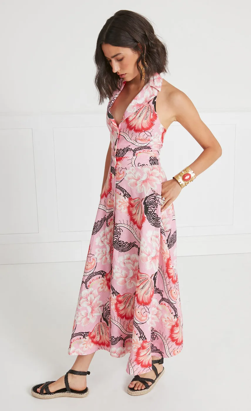 olive_print_halter_dress_2.webp Temperley London Olive Print Halter Dress<Women Dresses & Jumpsuits