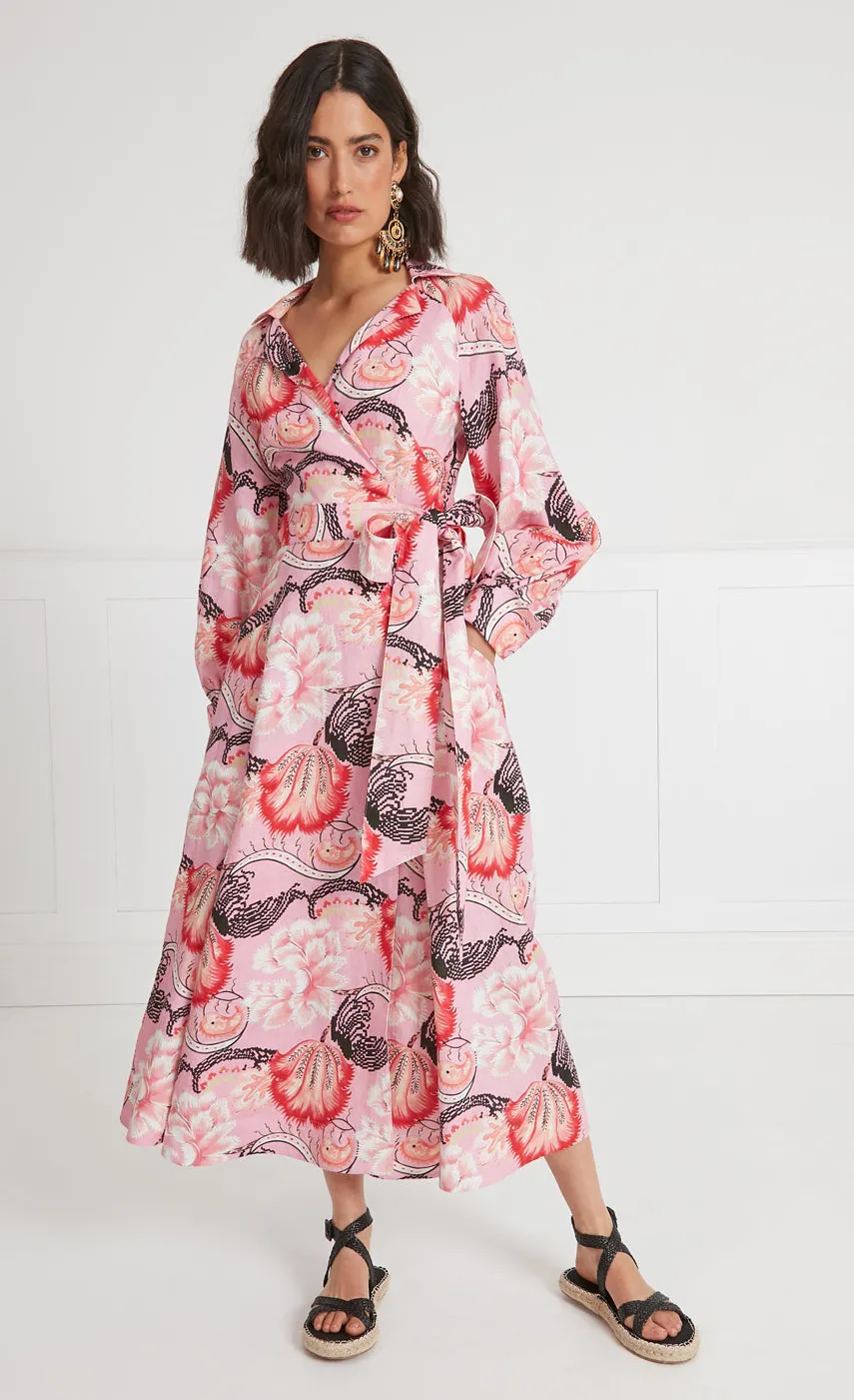 Temperley London Olive Print Wrap Dress<Women Dresses & Jumpsuits